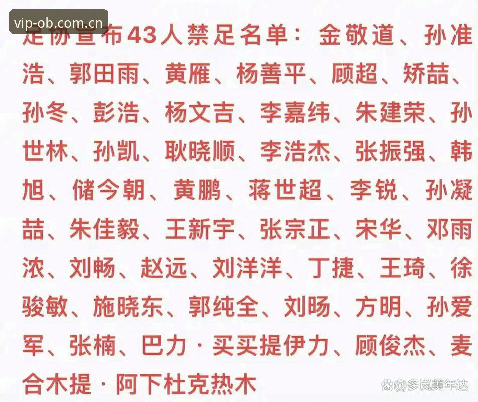中国足协第三批禁足名单vs行业自律：OB体育在线用户热议足球净化之路